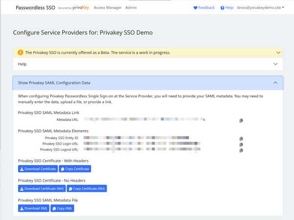 SAML Config Data